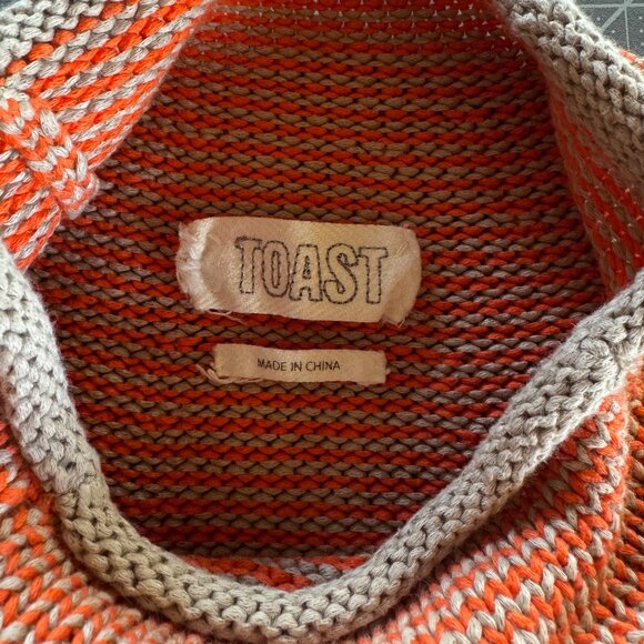 Toast Stripe Linen Cotton Sweater in Ecru/Orange, XS - Picture 2 of 7